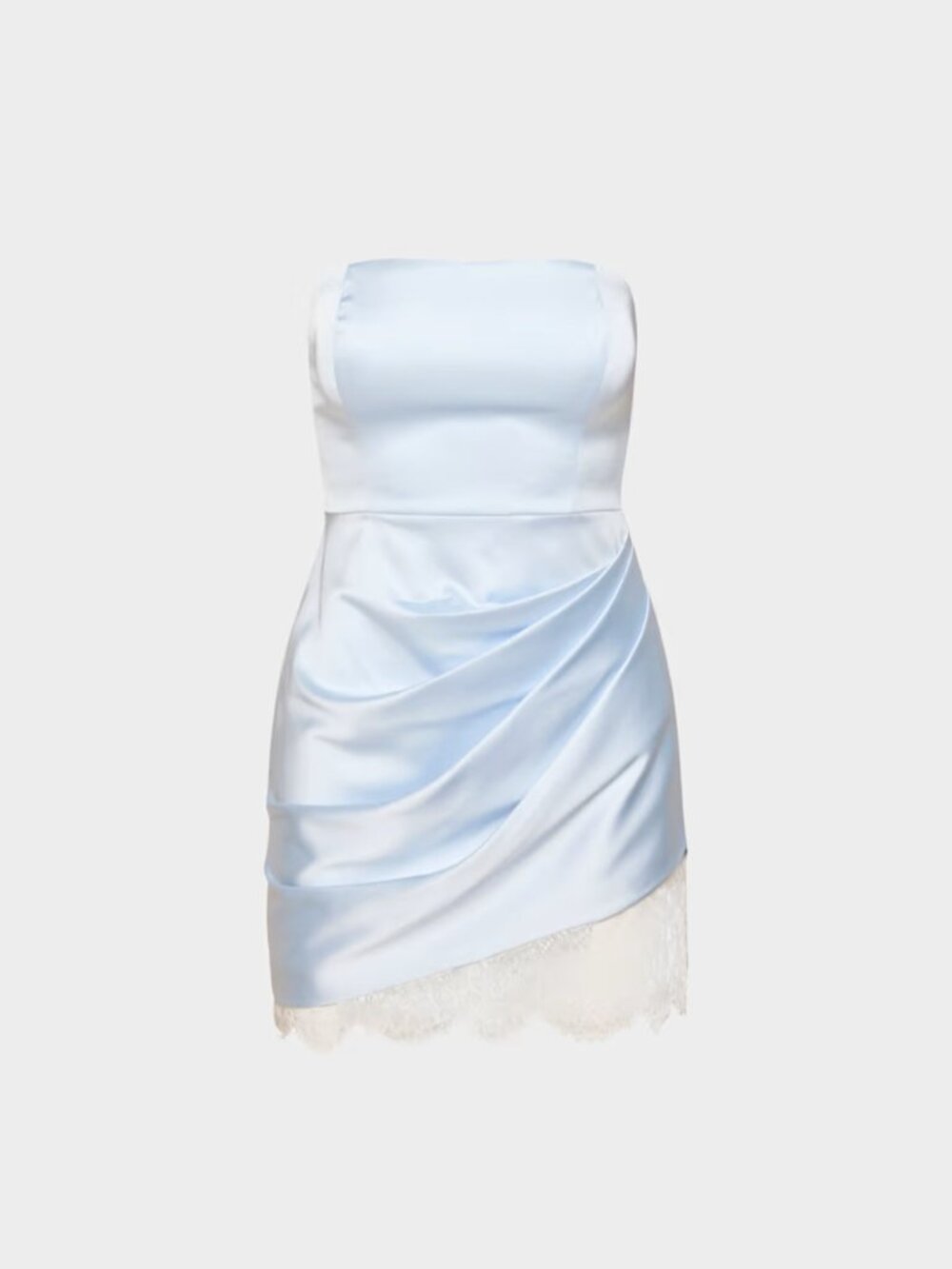 NWT Aritzia Ten SHOWTIME Satin Dress Midday Blue with White Lace 10